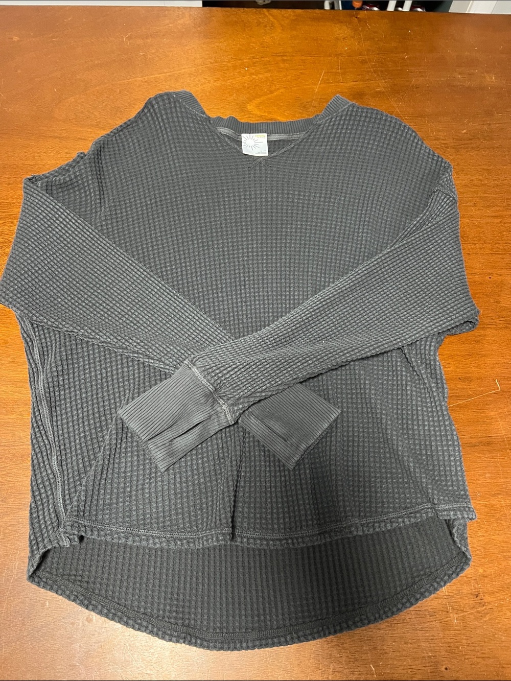 Women’s Waffle Knit Crewneck Sweater - Black